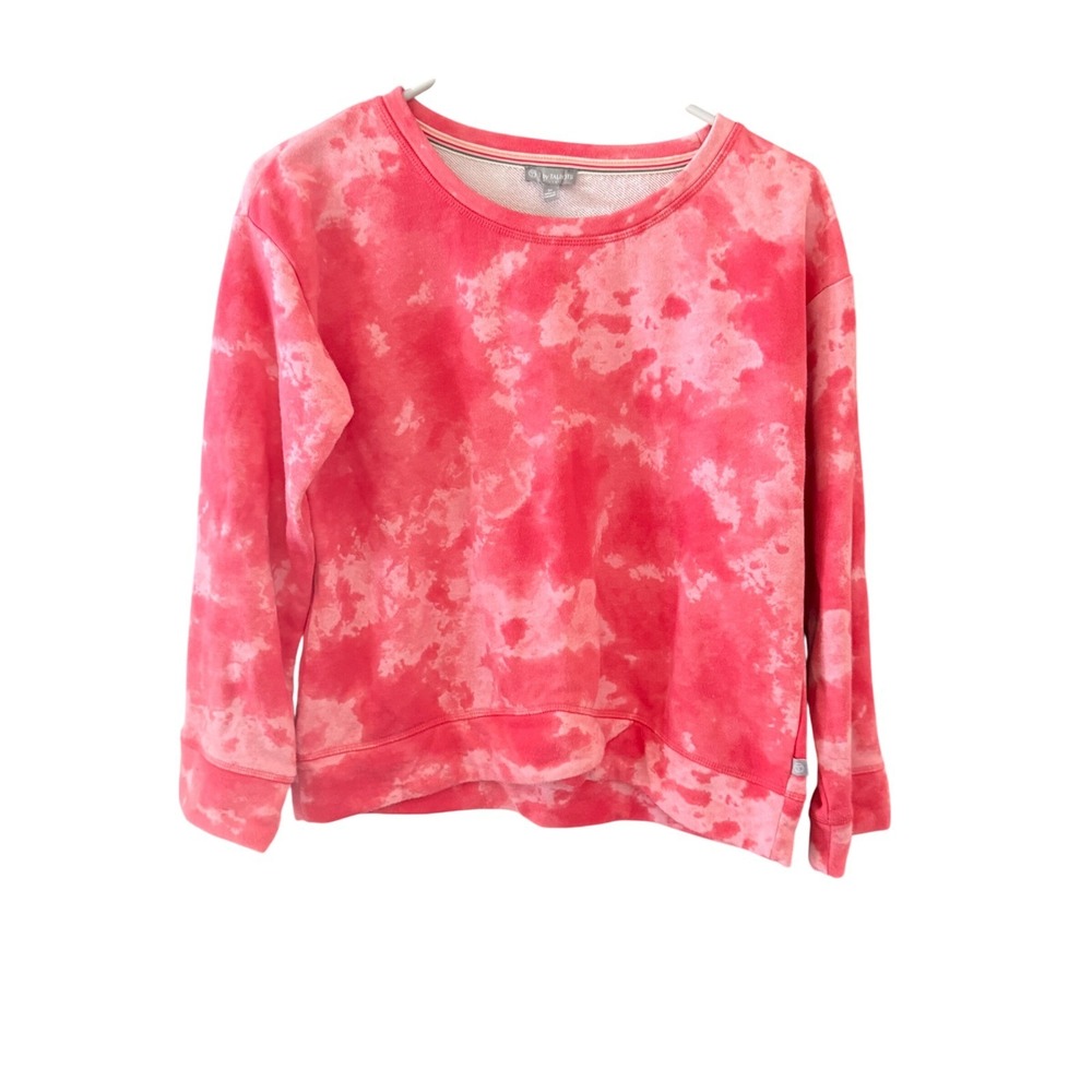 Talbots Pink Tie Dye French Terry Crew Neck Sweatshirt Womens Petite Small